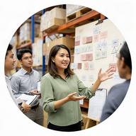 Miah Sambora mapping warehouse operations with a Singapore SME team